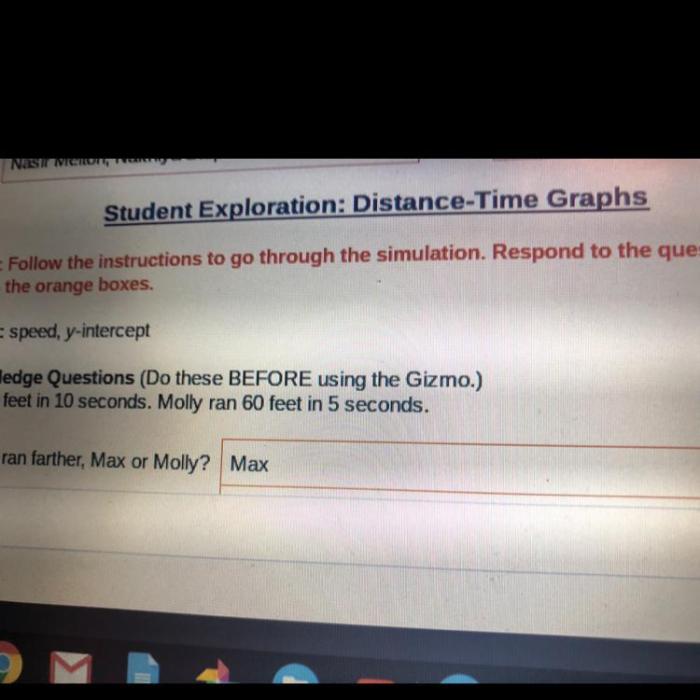 Student exploration distance time and velocity time graphs