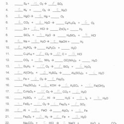 Chapter 7 worksheet 1 balancing chemical equations