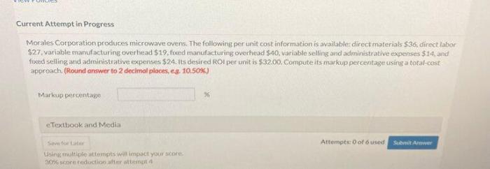 Morales corporation produces microwave ovens